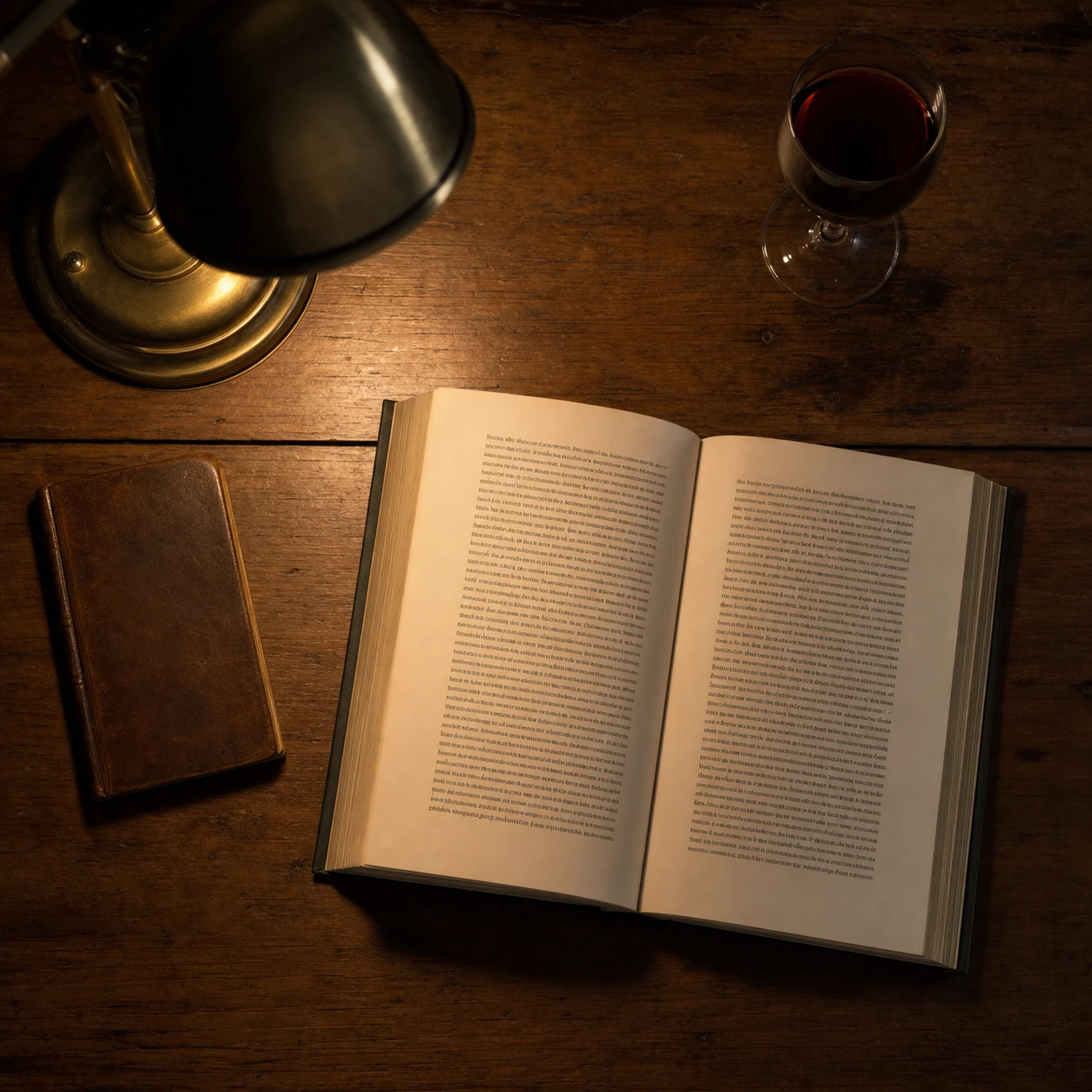 Detalle — mesa de lectura y volúmenes