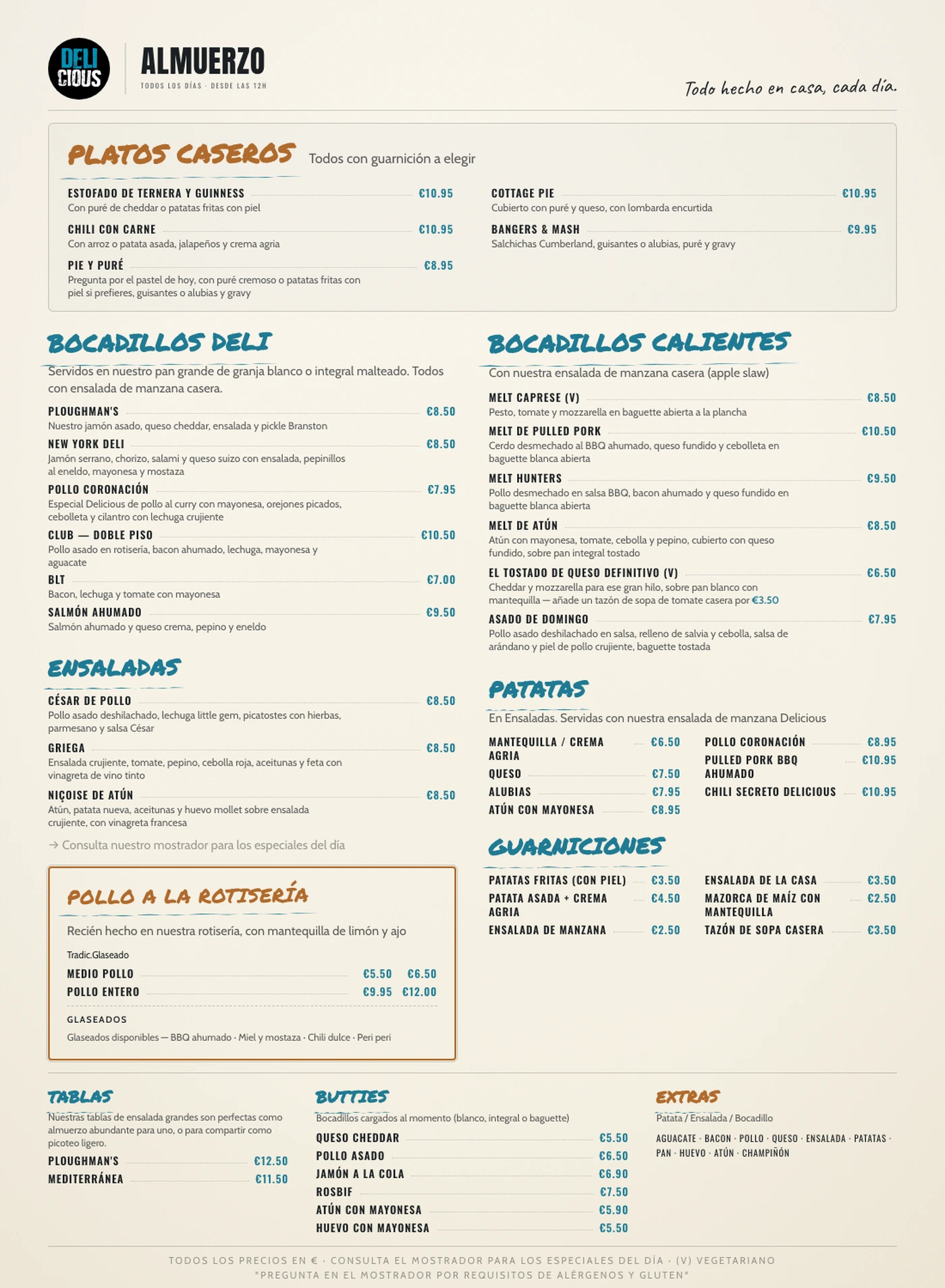 Carta de Delicious en español — diseño de imprenta por Viva Grafix