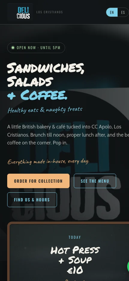 Delicious website — home
