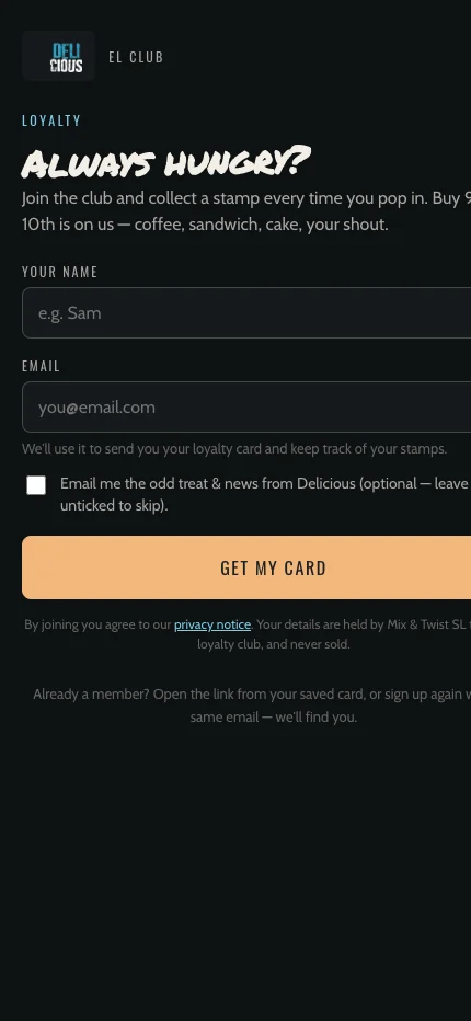 Delicious website — loyalty