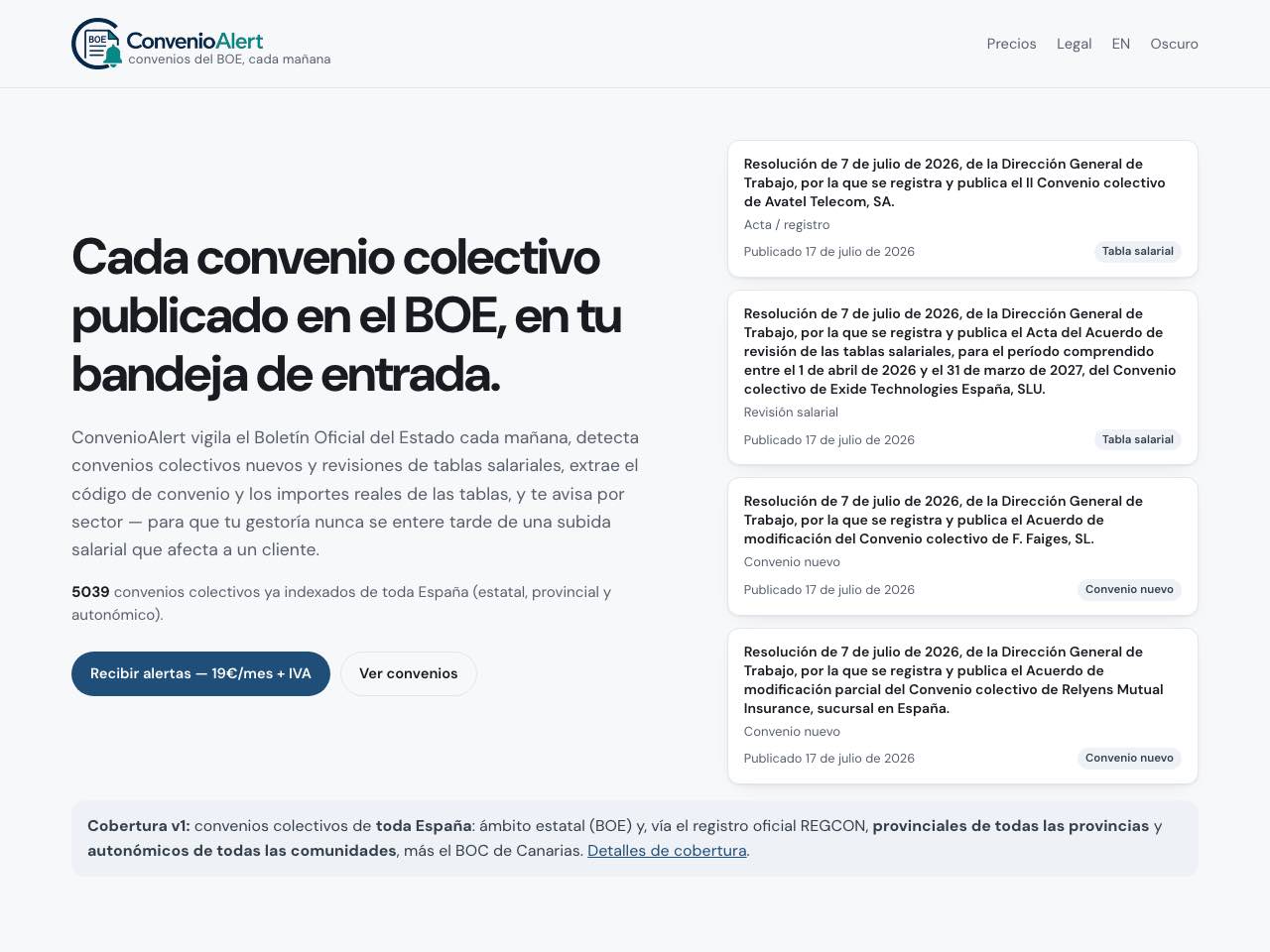 ConvenioAlert — live site, designed and built by Viva Grafix